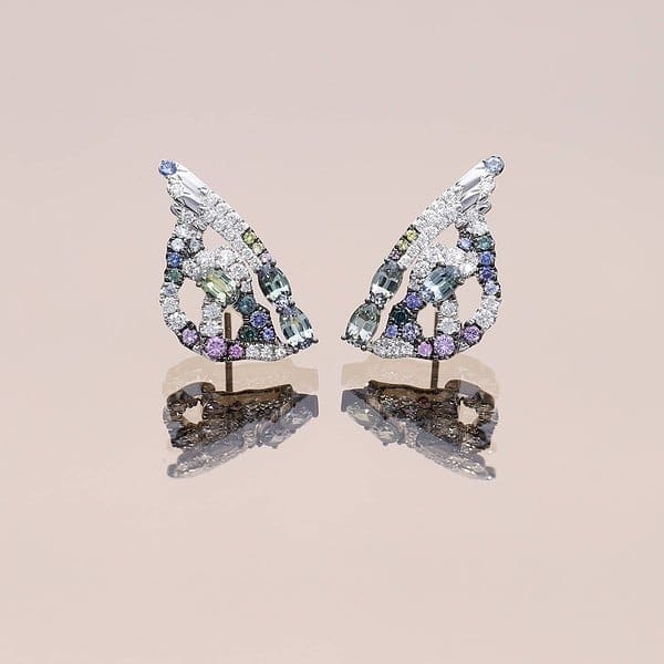 Tanzanite and Sapphire Butterfly Earrings
