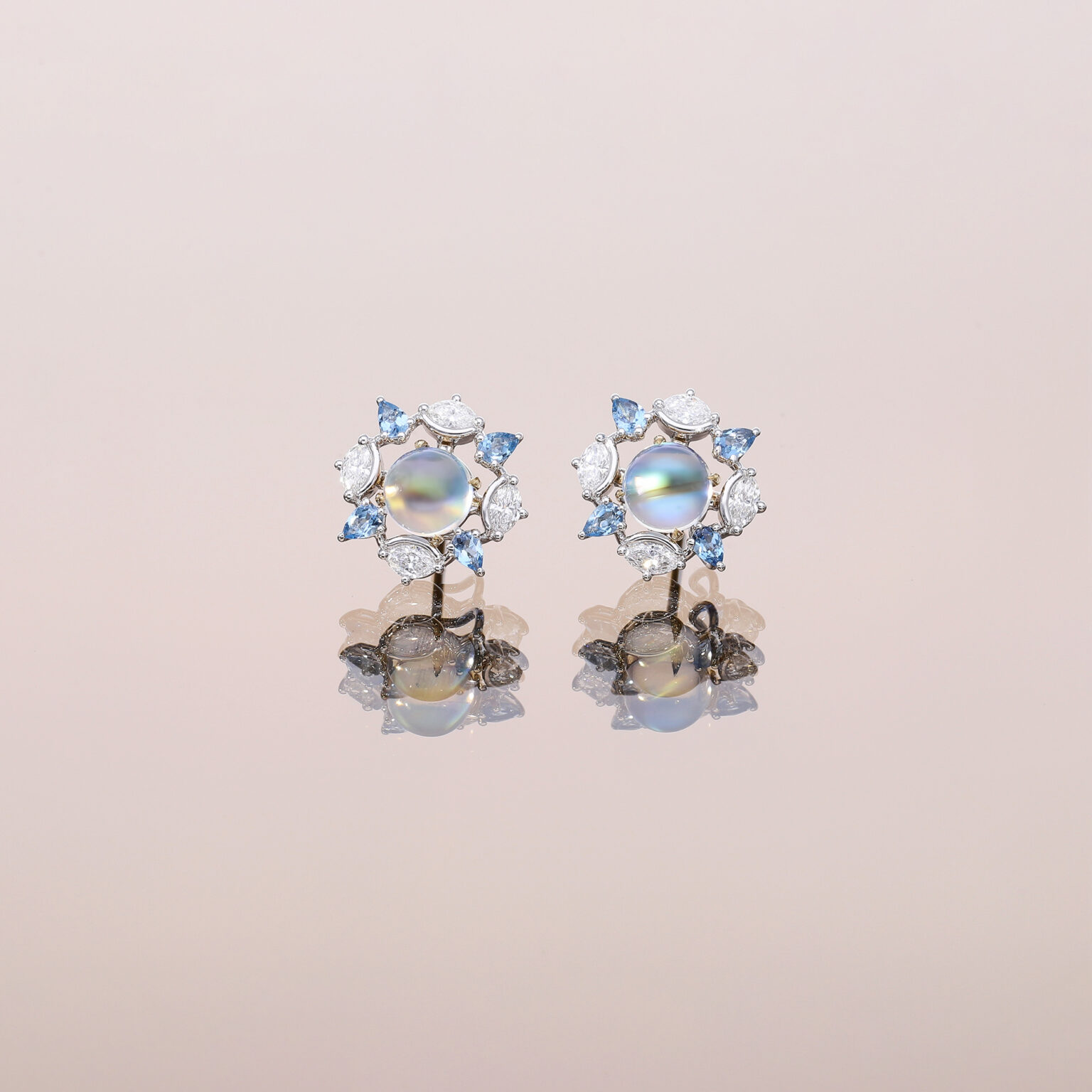 Galaxy Earring Jackets with Aquamarines and Diamonds