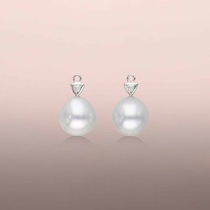 Pearl drops with rose cut trillion diamonds