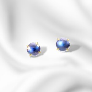 blue moonstone studs Moonstone stud earrings Singapore crafted by bespoke jeweller featuring fine diamond and gemstone artistry