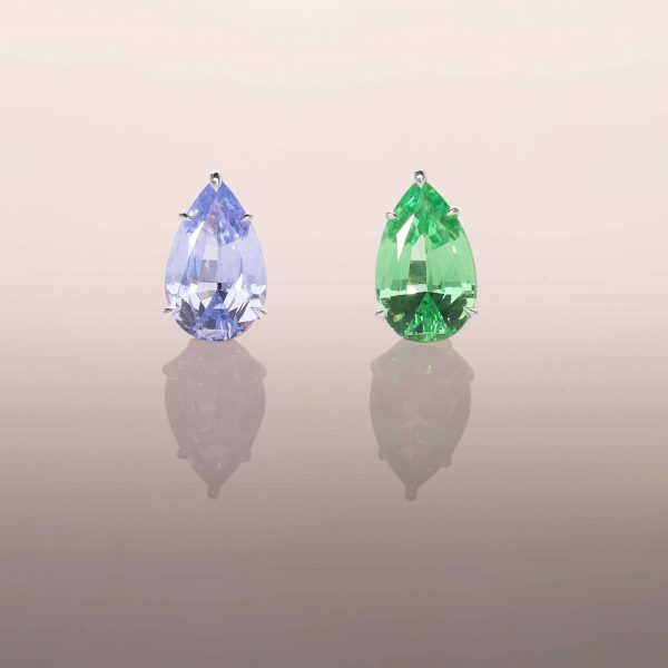 Lavender Spinel and Mint Garnet Yin-Yang Earring Studs