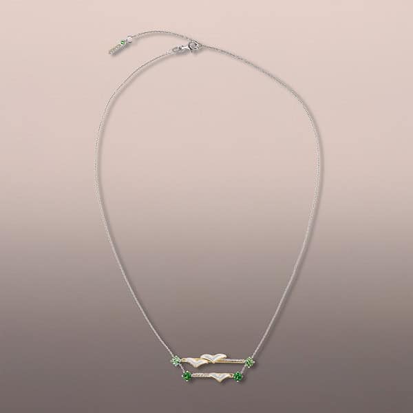 Tsavorite and Mother-of-Pearl Botanical Necklace