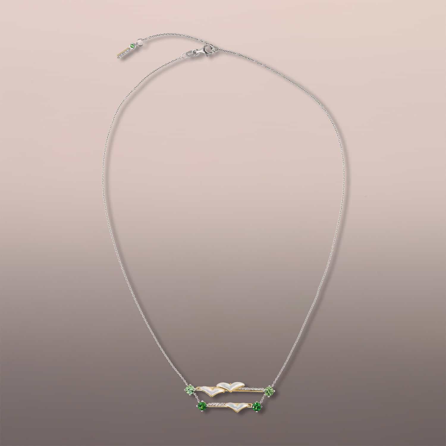 Tsavorite and Mother-of-Pearl Botanical Necklace