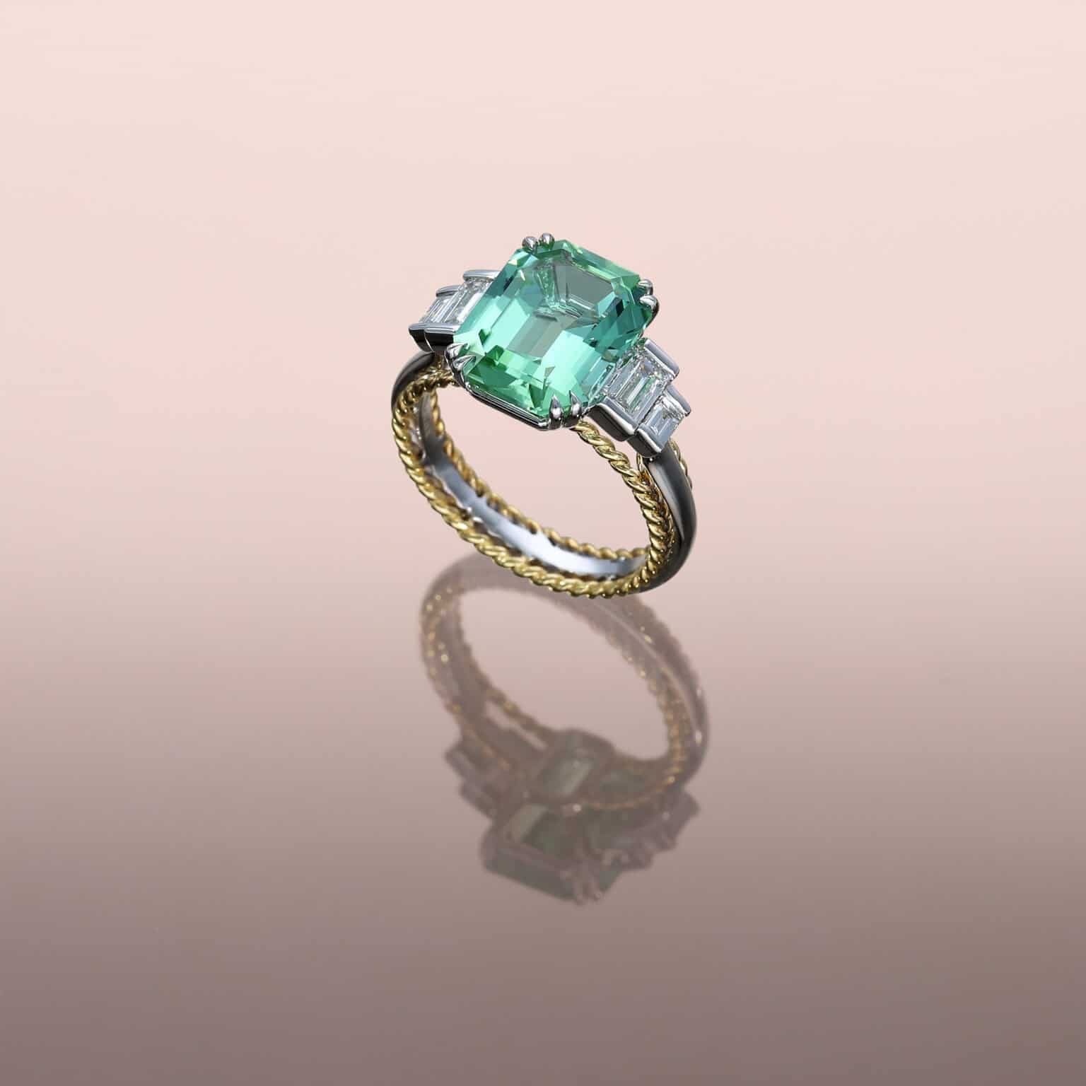 Mint Tourmaline Rope Ring