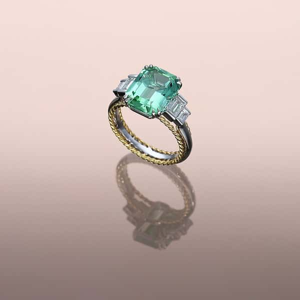 Mint Tourmaline Rope Ring