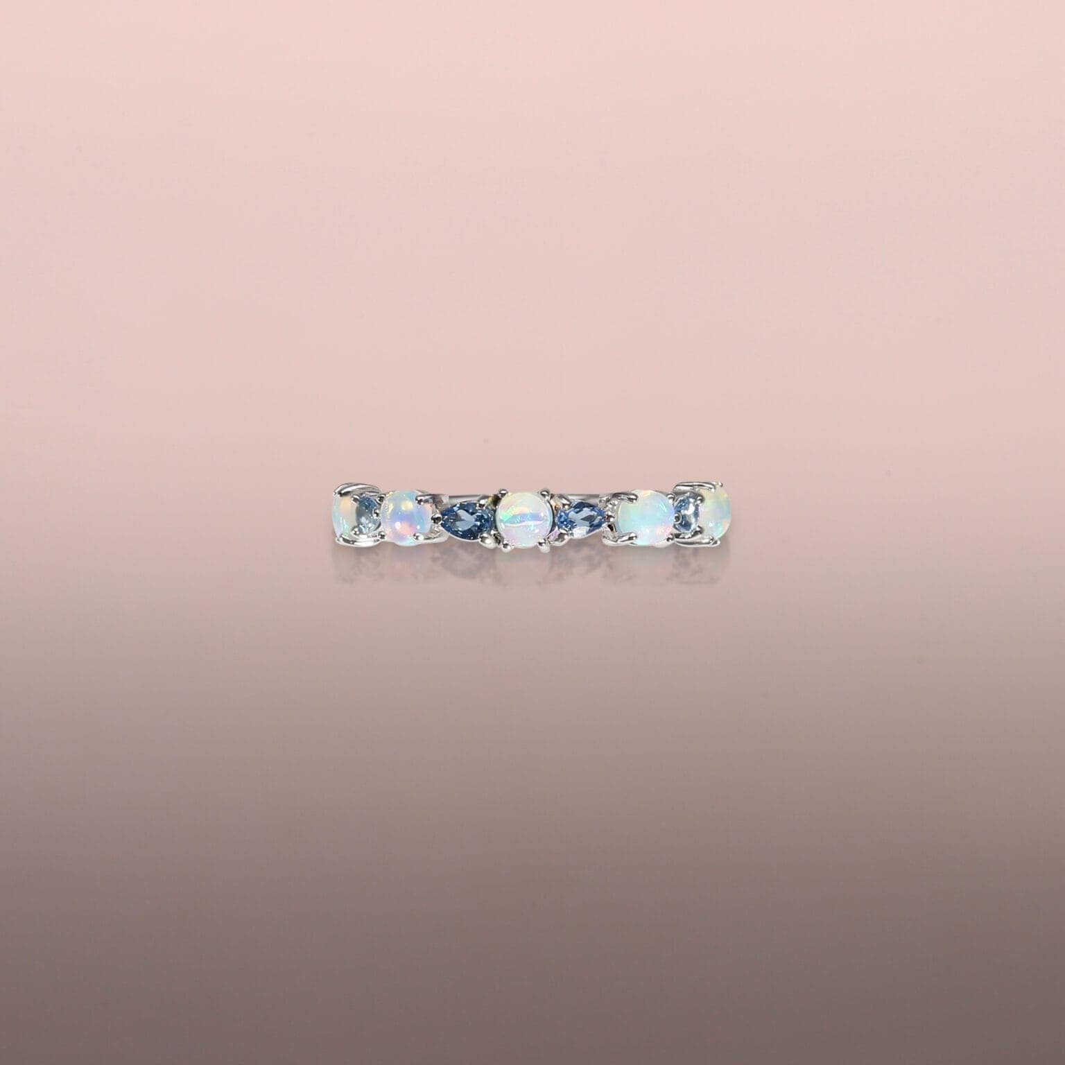 Opal and Aquamarine stack rings