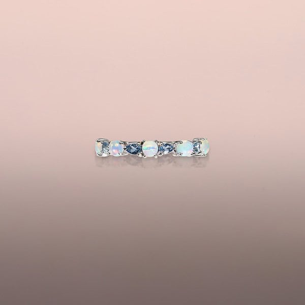 Opal and Aquamarine stack rings