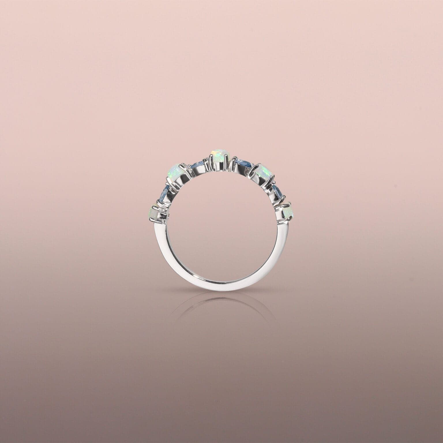 Opal and Aquamarine stack rings