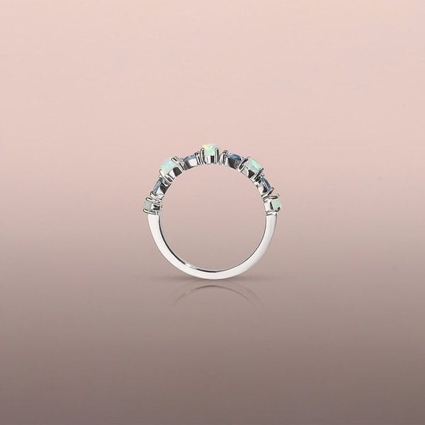 Opal and Aquamarine stack rings