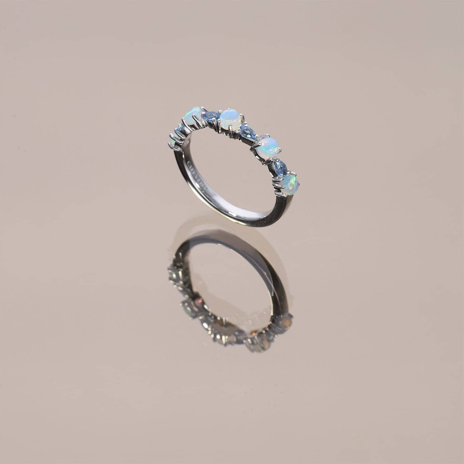 Opal and Aquamarine stack rings