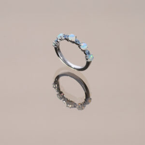 Opal and Aquamarine stack rings