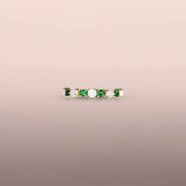Red Opal and Tsavorite Stack Rings