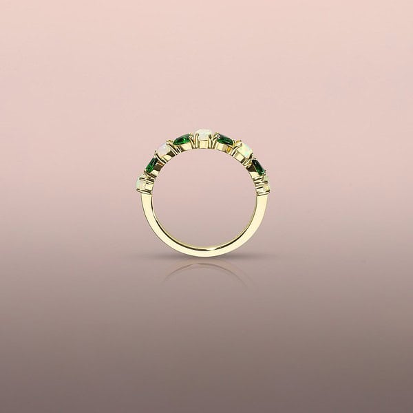 Red Opal and Tsavorite Stack Rings