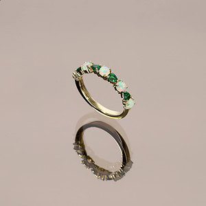 Red Opal and Tsavorite Stack Rings