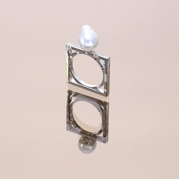 Baroque Pearl Square Ring
