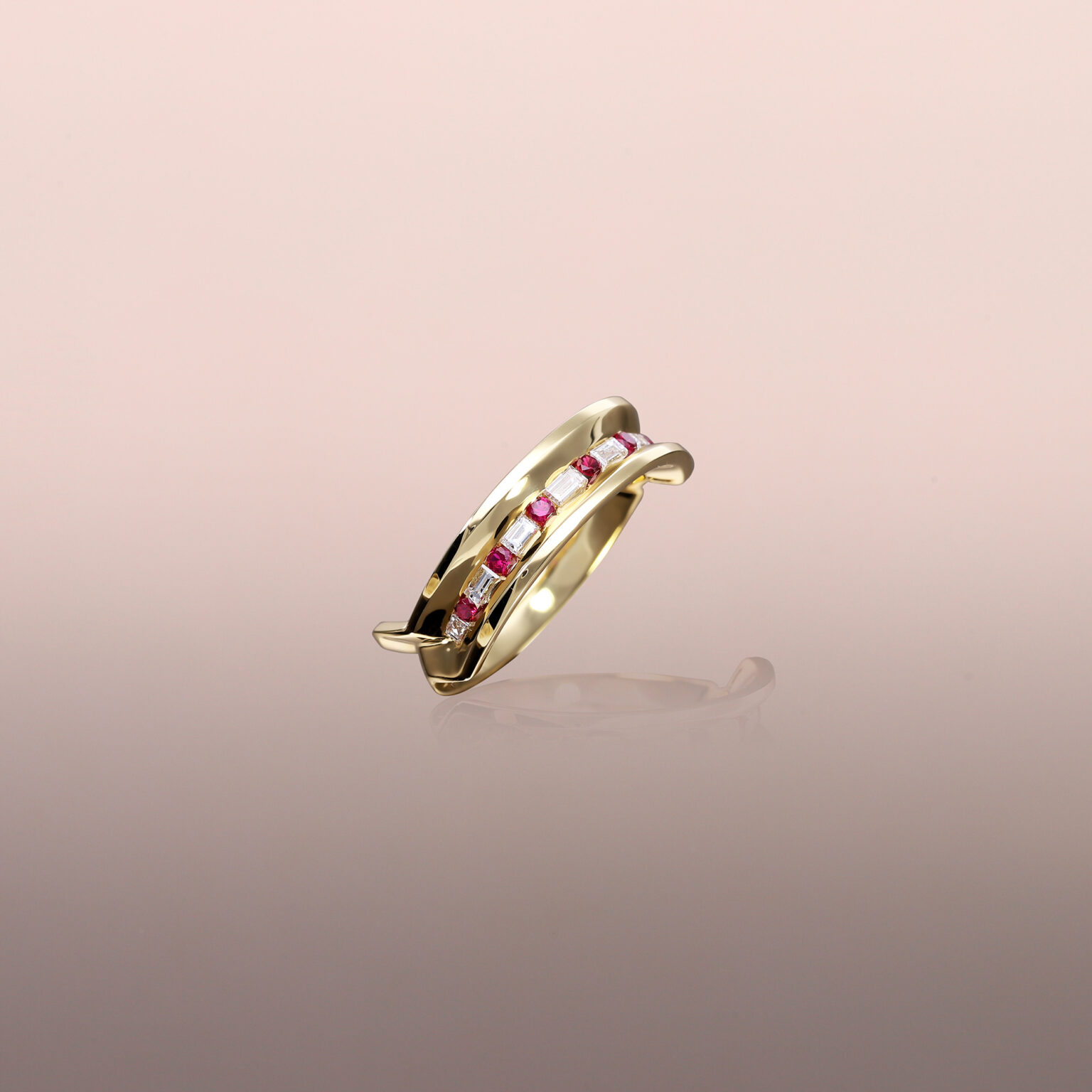 Galactic ruby and diamond ring