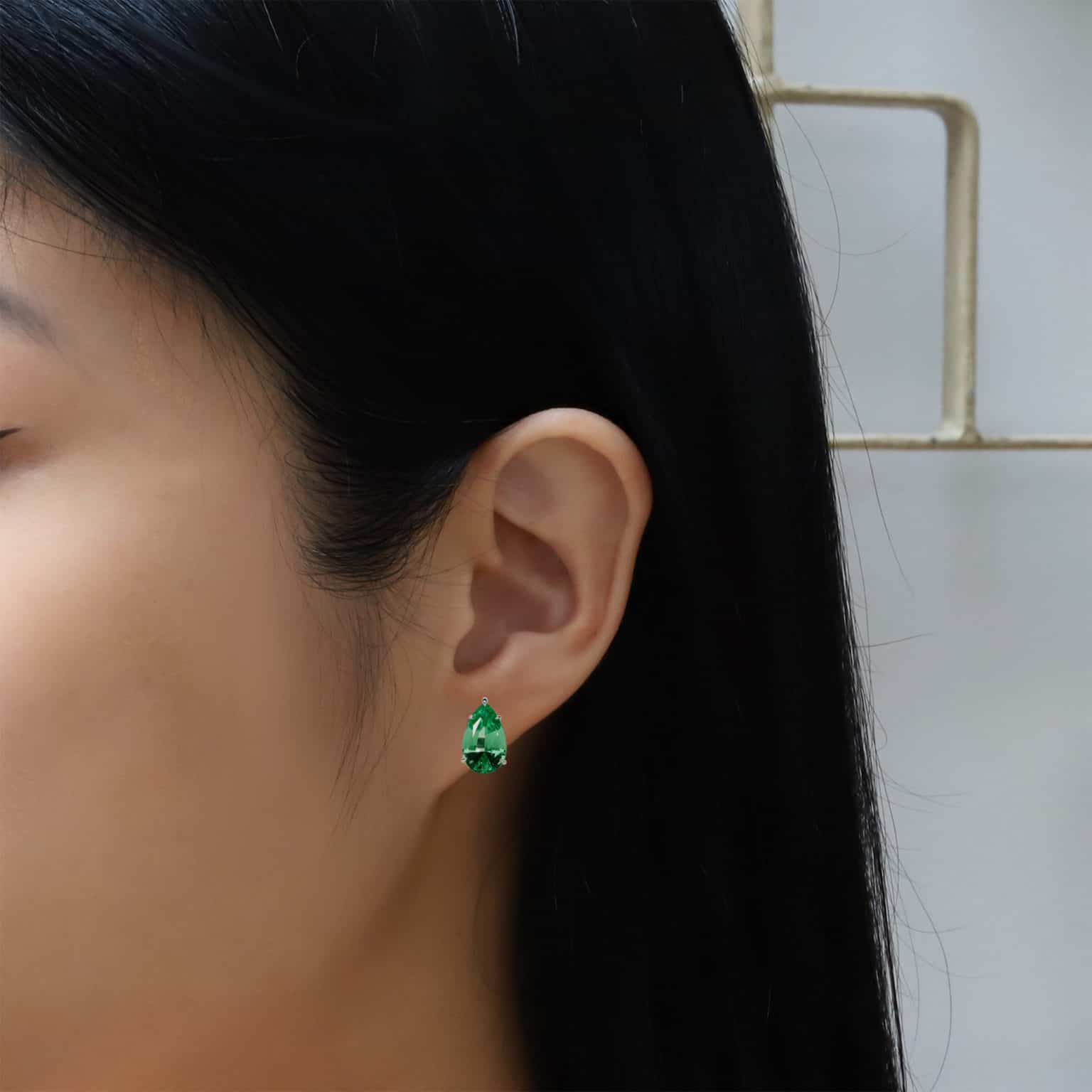 Mint Garnet Stud Earrings