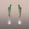 Tsavorite Fan Earrings with Pearl drops