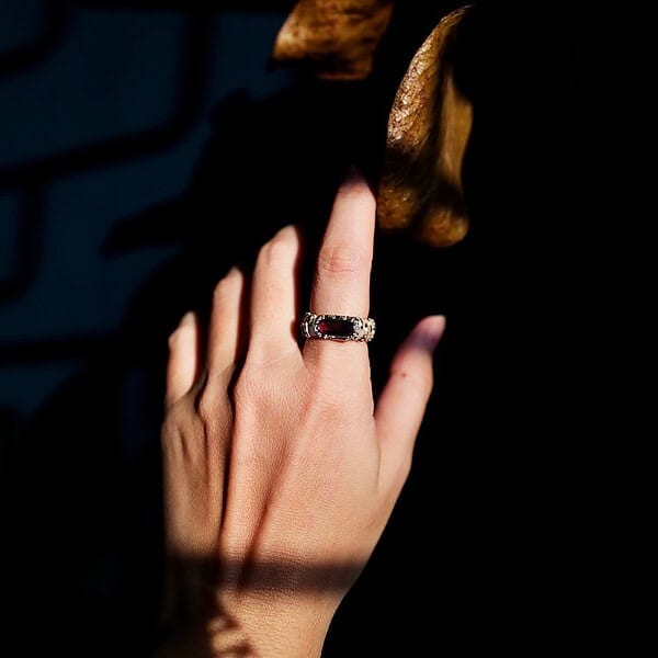 Ruby Tiger Guilloché Ring