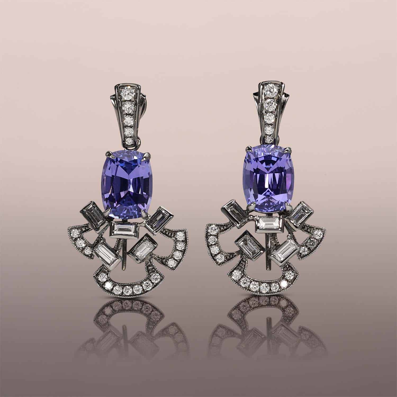 Tanzanite Earrings with Diamonds