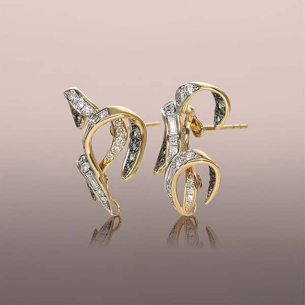 Green and Blue Sapphire Lily Earrings