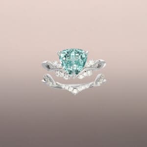 blue tourmaline engagement ring and wedding band