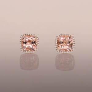 Morganite Earrings with Diamond Halo Jackets