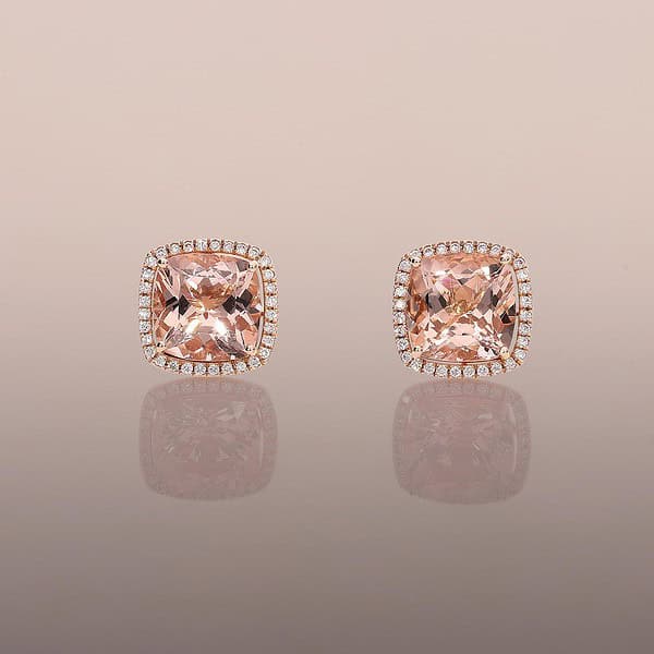 Morganite Earrings with Diamond Halo Jackets