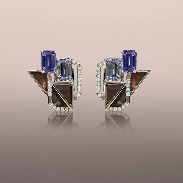 Tanzanite and Mother-of-Pearl Earrings