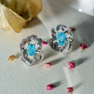 Bespoke paraiba and diamond earrings