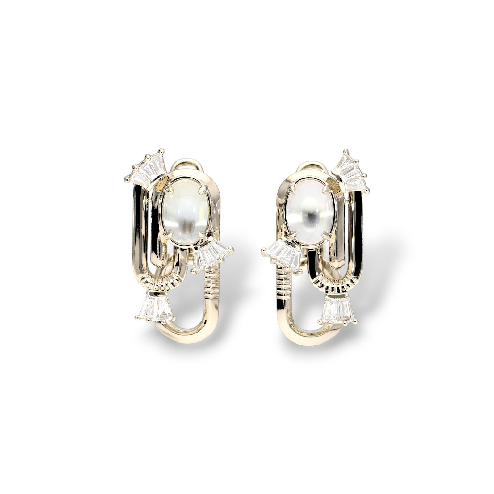 burmese moonstone and diamond earrings(pre order)