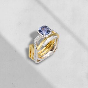 Unheated Sapphire Square Ring