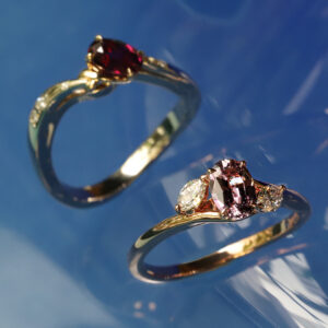 bespoke ruby and pink tourmaline rings