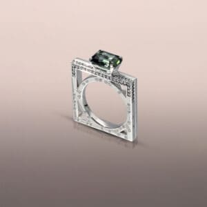 Green Tourmaline square ring