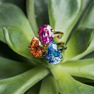 Coloured Gemstones Rings featuring a variety of cutting styles