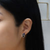 Tanzanite Earring Studs with Grey Mother-of-Pearl Earring Jackets