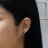 Tanzanite Earring Studs with Grey Mother-of-Pearl Earring Jackets