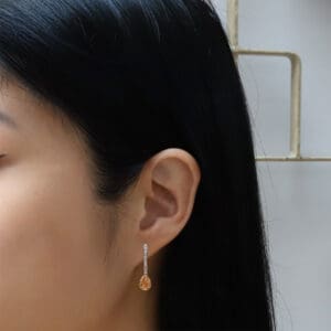 J-Hoop Studs with Mandarin Garnet Drops