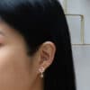 Malaia Garnet Earring Studs with detachable Diamond Jackets and Grey Spinel Drops