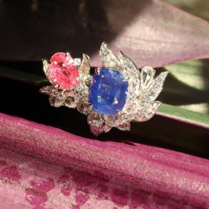 Sapphire Flowers in the Wind Ring