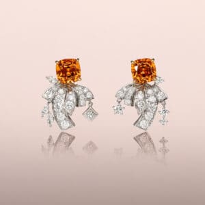 Mandarin Garnet Earrings with Diamond Jackets