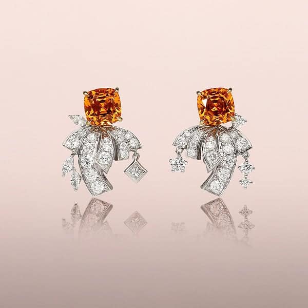 Mandarin Garnet Earrings with Diamond Jackets