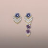 Chevron Pattern Earrings with Lavender and Purple Spinels