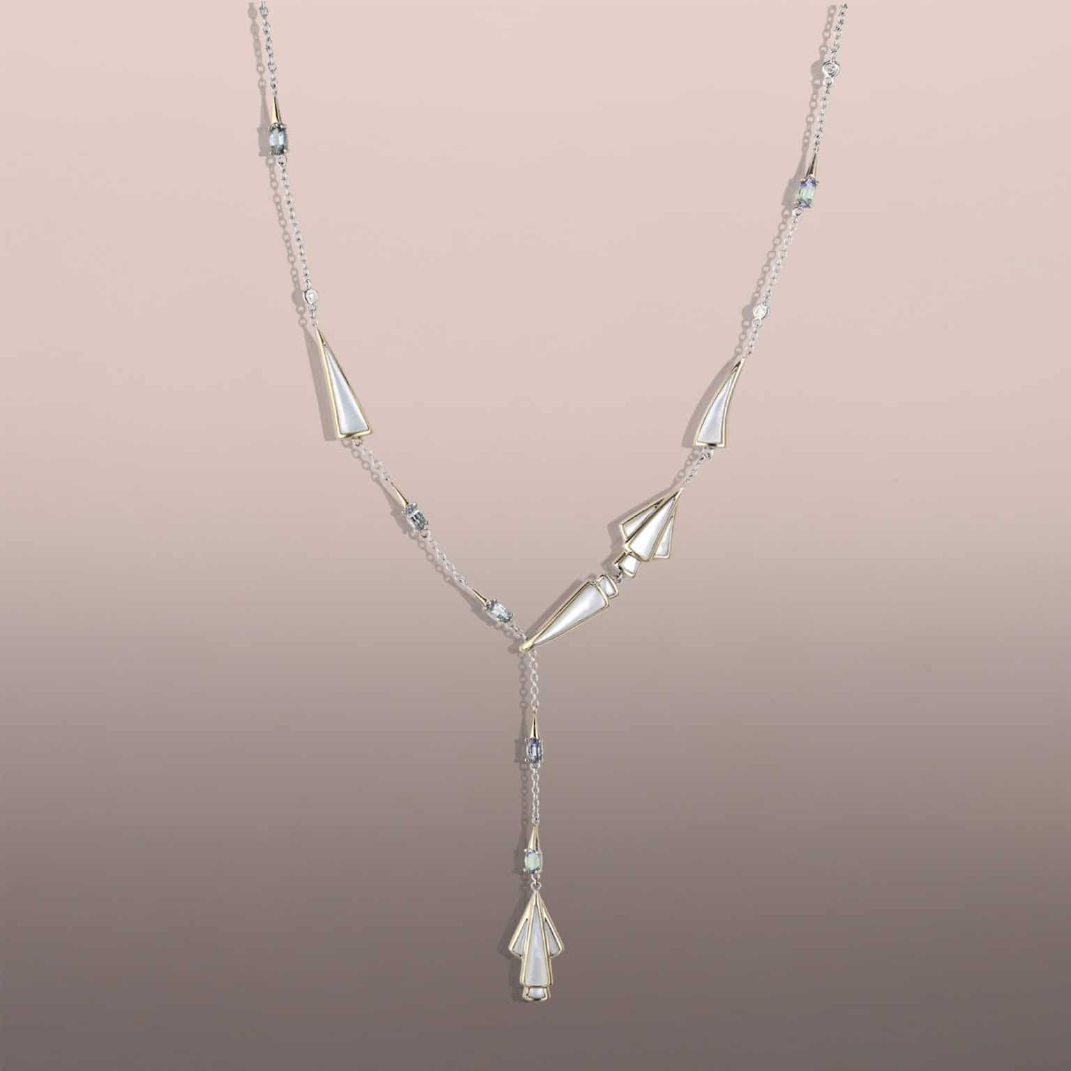 Angel Necklace with Mother-of-Pearl and Tanzanites