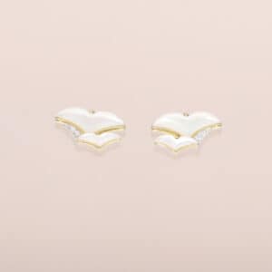 Seagull Earring Studs with Malaia Garnets and Mother-of-Pearl