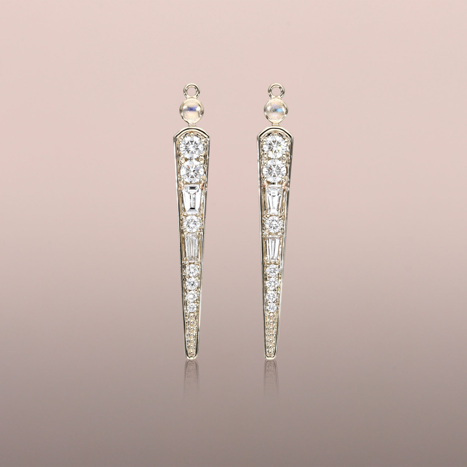 Moonstone and Diamond Earring Wands