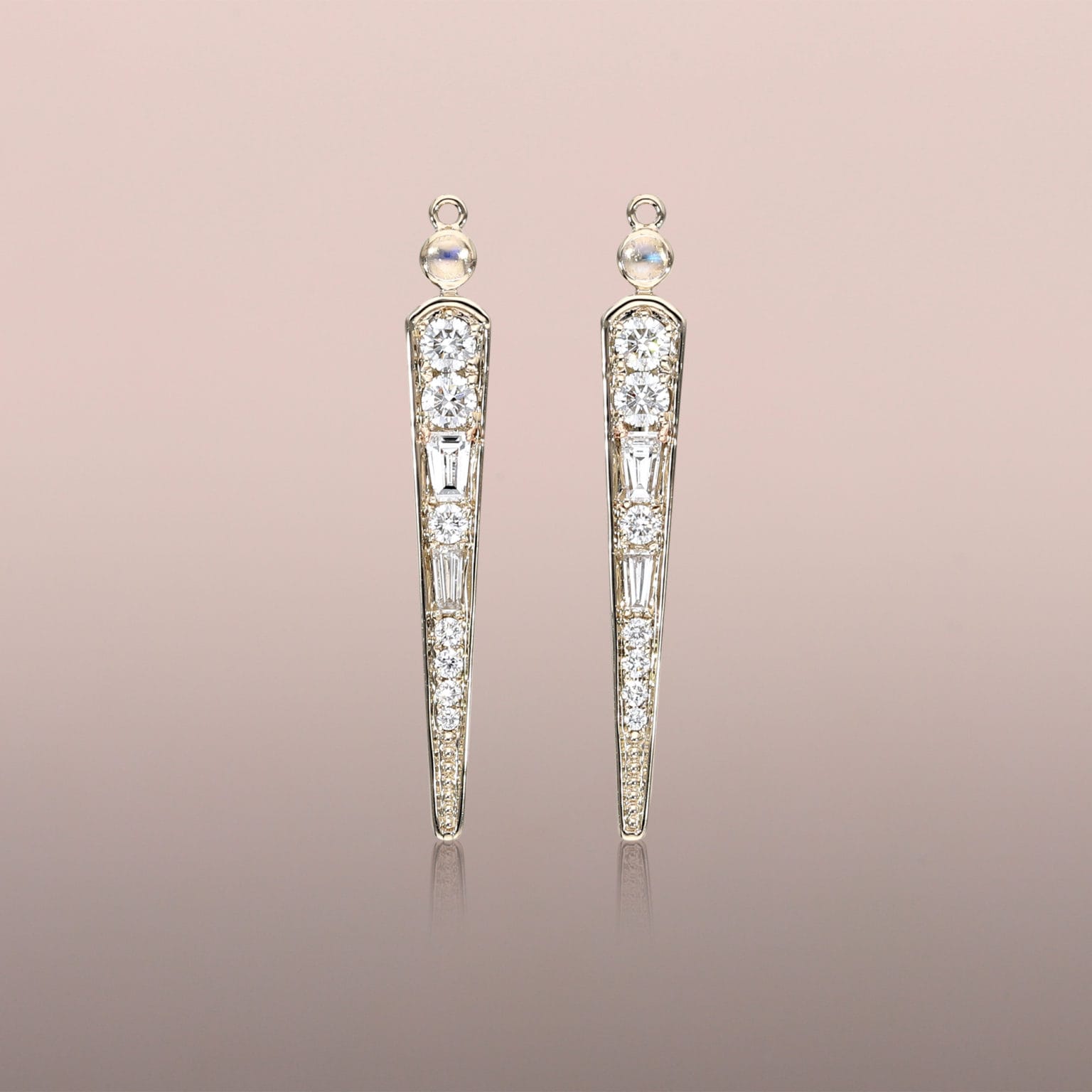 Moonstone and Diamond Earring Wands