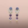 Chevron Pattern Earrings with Lavender and Purple Spinels