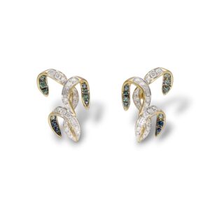 Blue green Sapphire Lily Earrings